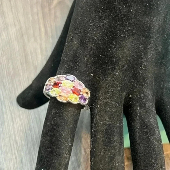 Jewelry - Multi-Gemstone  Rainbow Color Silver Ring
